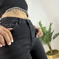 Taşlanmış Füme Bol Paça Denim