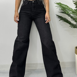 Taşlanmış Füme Bol Paça Denim