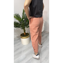 Somon Rengi Paça Detaylı Pantolon