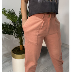 Somon Rengi Paça Detaylı Pantolon