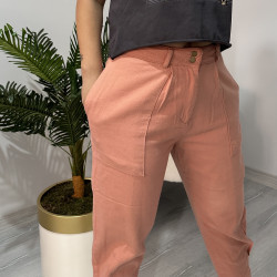 Somon Rengi Paça Detaylı Pantolon