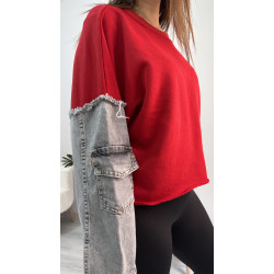 Denim detaylı sweat