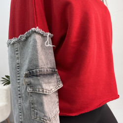 Denim detaylı sweat