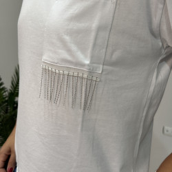 Zincir Detaylı Asimetrik T-shirt