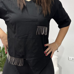 Zincir Detaylı Asimetrik T-shirt